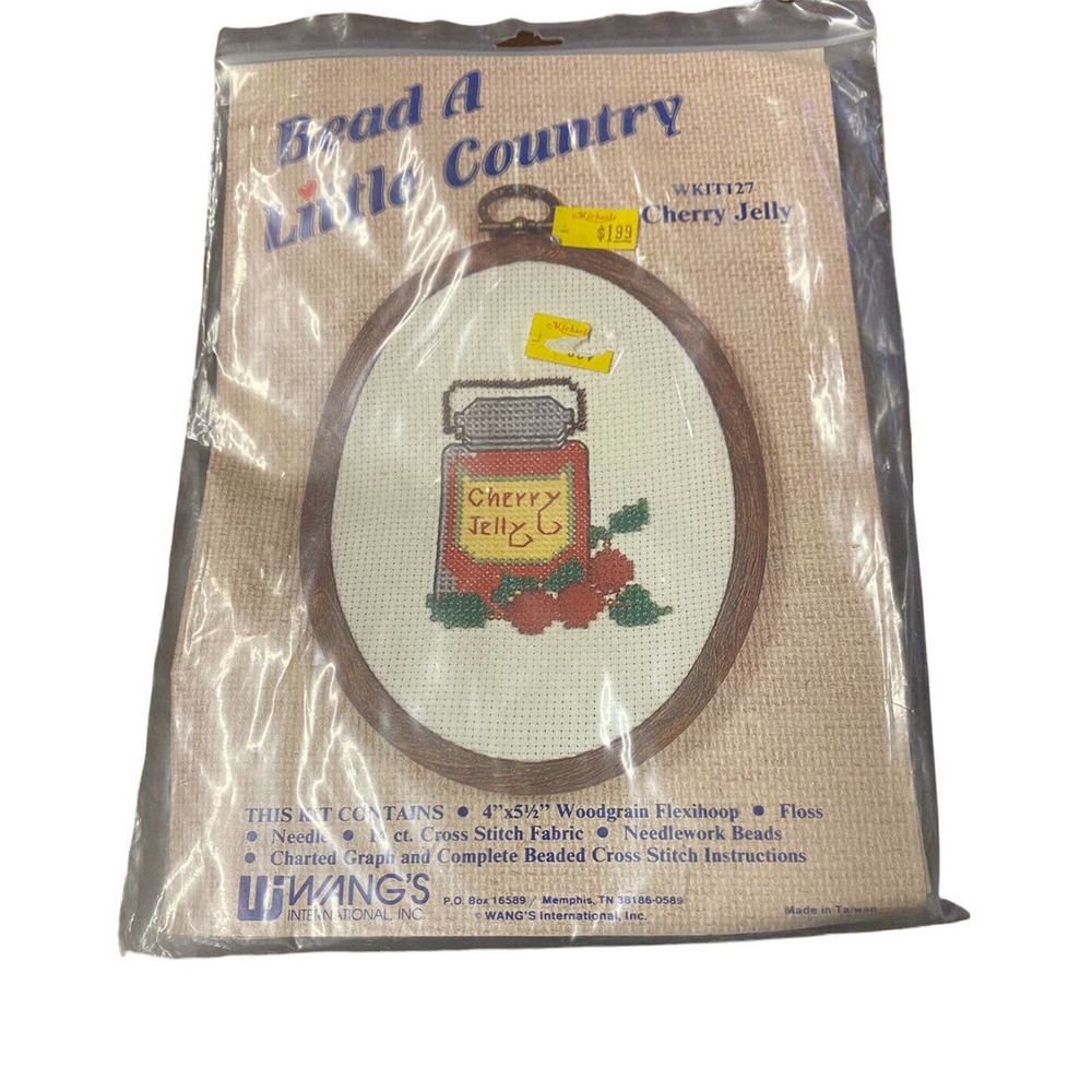 VTG Wang’s Counted Cross Stitch Kit Cherry Jelly #WKIT127 Bead A Little Country